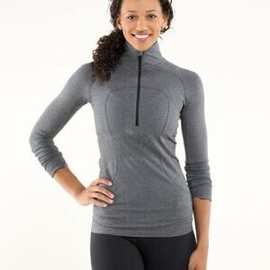 Lululemon Run: Swiftly Tech 1/2 Zip First Release Gray Heathered Black Size 4